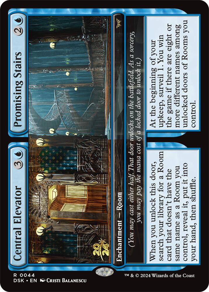 Central Elevator // Promising Stairs [Duskmourn: House of Horror Prerelease Promos] | Pegasus Games WI