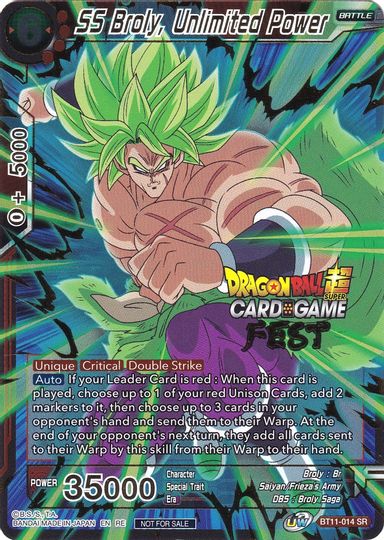 SS Broly, Unlimited Power (Card Game Fest 2022) (BT11-014) [Tournament Promotion Cards] | Pegasus Games WI