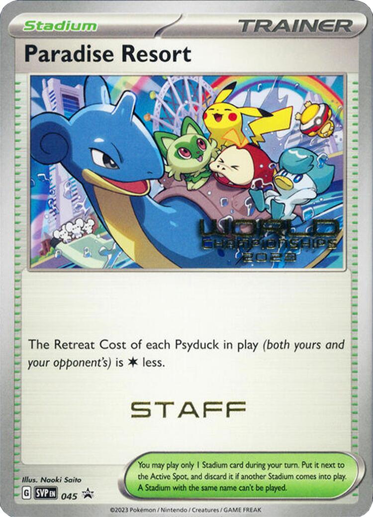 Paradise Resort (045) (World Championships 2023) (Staff) [Scarlet & Violet: Black Star Promos] | Pegasus Games WI