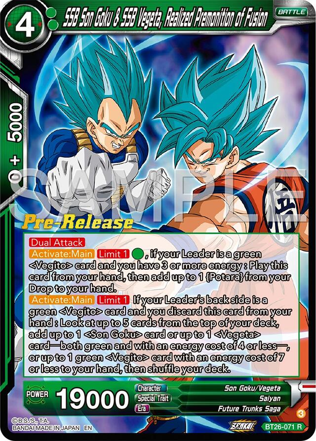 SSB Son Goku & SSB Vegeta, Realized Premonition of Fusion (BT26-071) [Ultimate Advent Prerelease Promos] | Pegasus Games WI