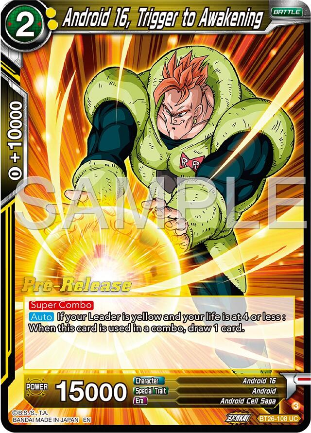 Android 16, Trigger to Awakening (BT26-108) [Ultimate Advent Prerelease Promos] | Pegasus Games WI