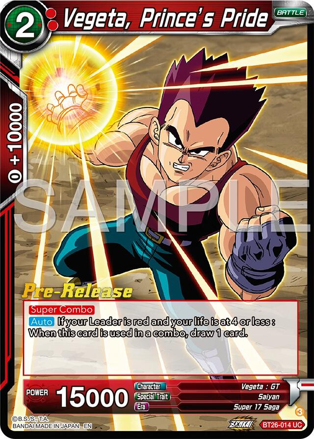 Vegeta, Prince's Pride (BT26-014) [Ultimate Advent Prerelease Promos] | Pegasus Games WI