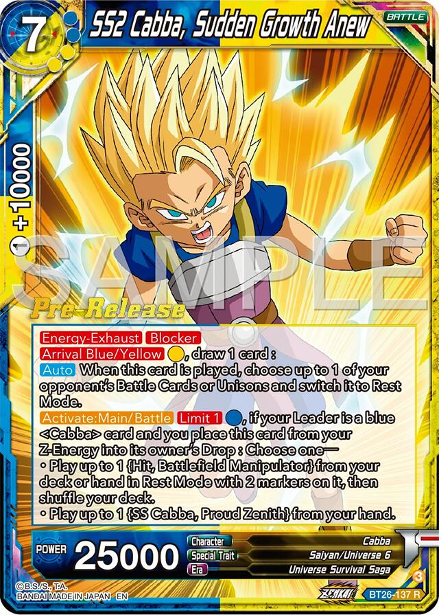 SS2 Cabba, Sudden Growth Anew (BT26-137) [Ultimate Advent Prerelease Promos] | Pegasus Games WI