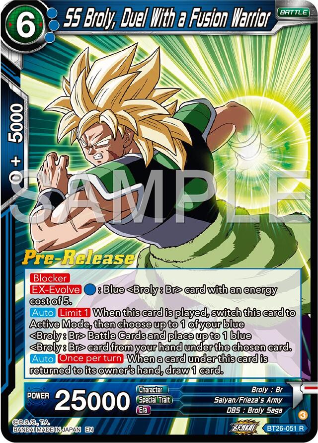 SS Broly, Duel With a Fusion Warrior (BT26-051) [Ultimate Advent Prerelease Promos] | Pegasus Games WI