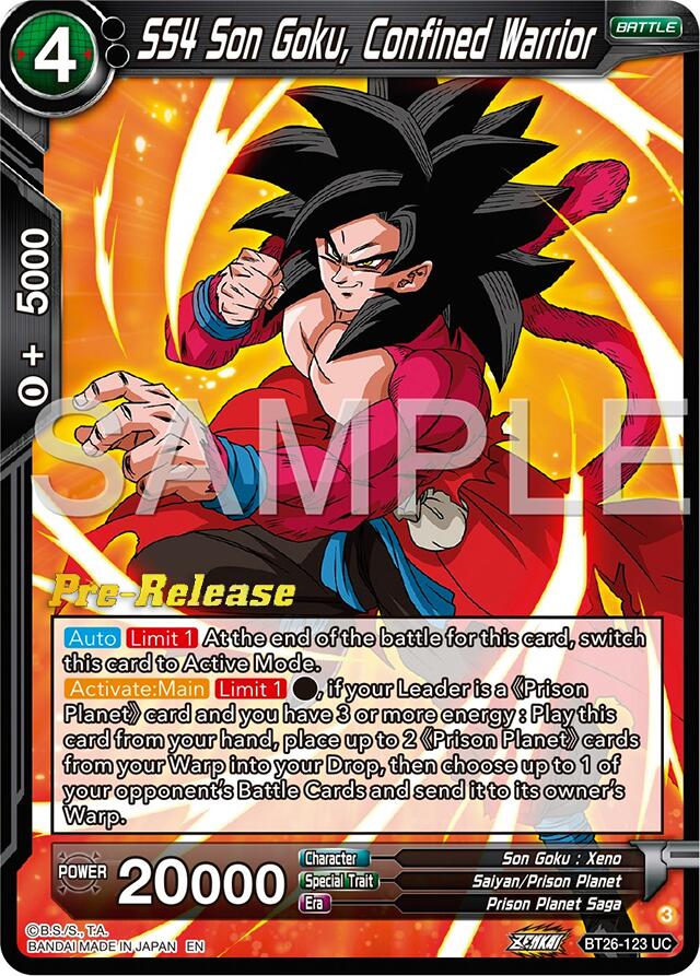 SS4 Son Goku, Confined Warrior (BT26-123) [Ultimate Advent Prerelease Promos] | Pegasus Games WI