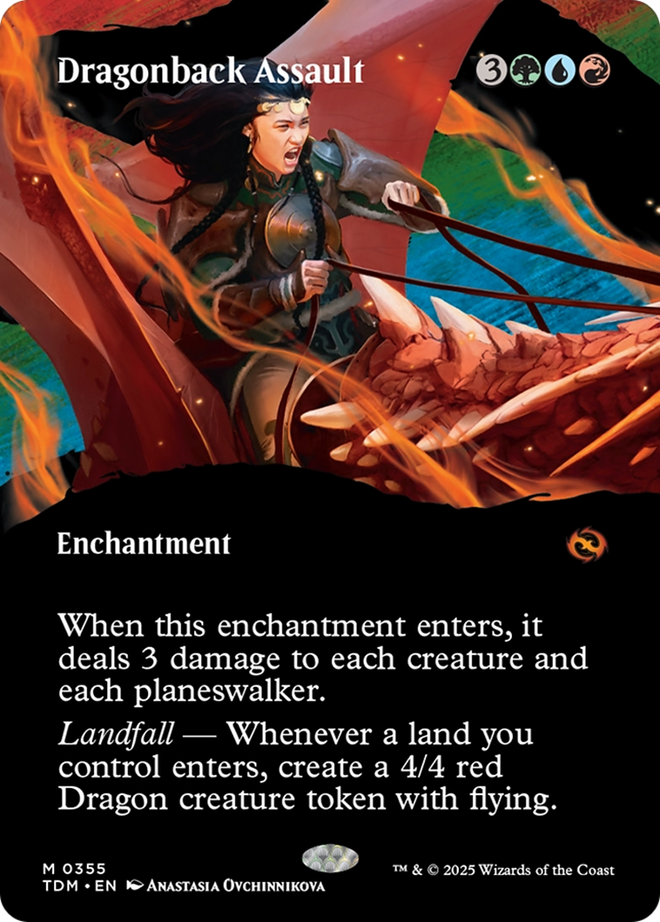 Dragonback Assault (Borderless) [Tarkir: Dragonstorm] | Pegasus Games WI