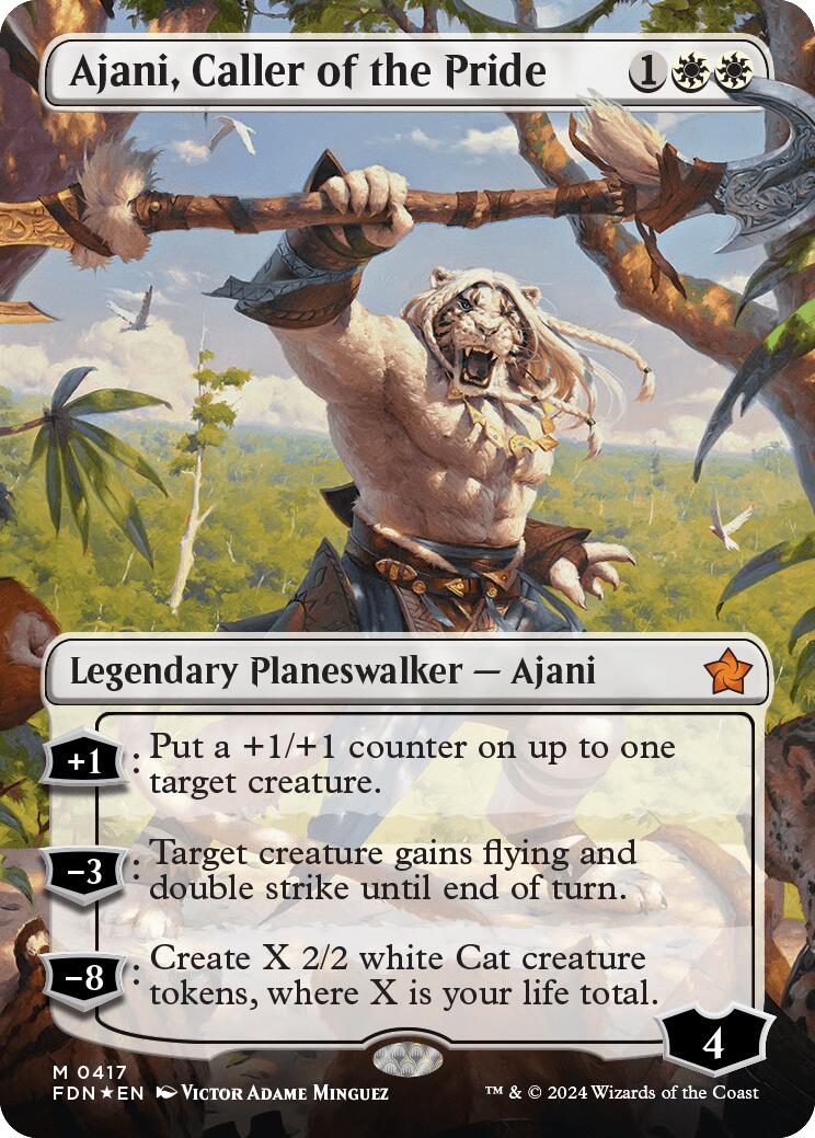 Ajani, Caller of the Pride (Borderless) (Mana Foil) [Foundations] | Pegasus Games WI