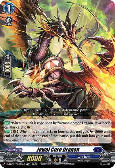 Jewel Core Dragon (D-TD02/003EN-R) [D-TD02: Michiru Hazama -Demonic Jewel Dragon of the Four Flames-] | Pegasus Games WI