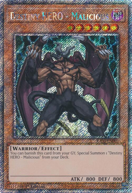 Destiny HERO - Malicious (Platinum Secret Rare) [RA03-EN001] Platinum Secret Rare | Pegasus Games WI