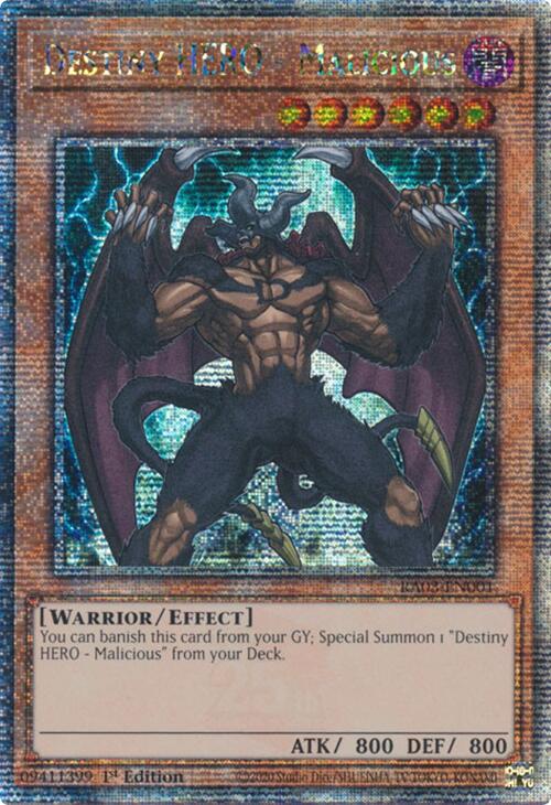 Destiny HERO - Malicious (Quarter Century Secret Rare) [RA03-EN001] Quarter Century Secret Rare | Pegasus Games WI