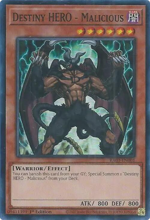Destiny HERO - Malicious [RA03-EN001] Super Rare | Pegasus Games WI