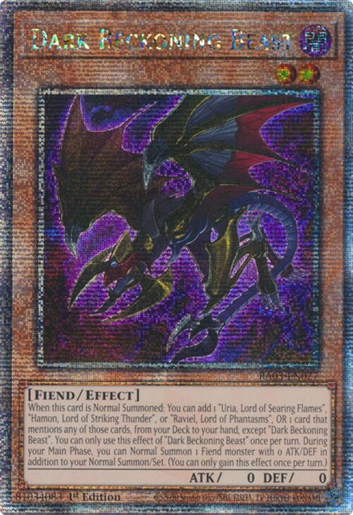 Dark Beckoning Beast (Quarter Century Secret Rare) [RA03-EN027] Quarter Century Secret Rare | Pegasus Games WI
