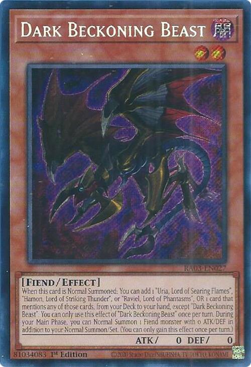 Dark Beckoning Beast (Secret Rare) [RA03-EN027] Secret Rare | Pegasus Games WI