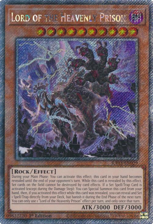 Lord of the Heavenly Prison (Platinum Secret Rare) [RA03-EN029] Platinum Secret Rare | Pegasus Games WI