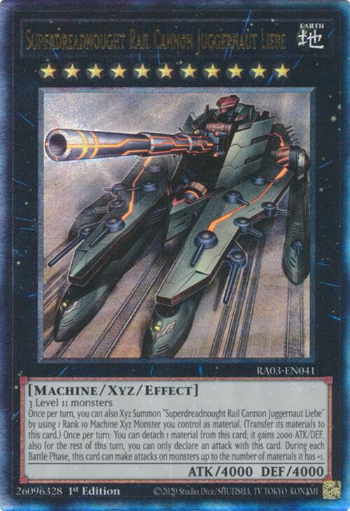 Superdreadnought Rail Cannon Juggernaut Liebe (UTR) [RA03-EN041] Prismatic Ultimate Rare | Pegasus Games WI