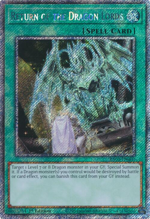 Return of the Dragon Lords (Platinum Secret Rare) [RA03-EN060] Platinum Secret Rare | Pegasus Games WI