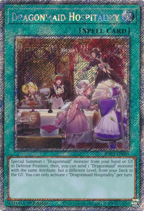 Dragonmaid Hospitality (Platinum Secret Rare) [RA03-EN068] Platinum Secret Rare | Pegasus Games WI