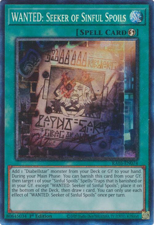 WANTED: Seeker of Sinful Spoils (CR) [RA03-EN074] Prismatic Collector's Rare | Pegasus Games WI