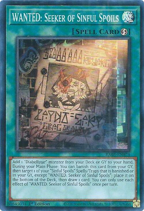 WANTED: Seeker of Sinful Spoils [RA03-EN074] Super Rare | Pegasus Games WI