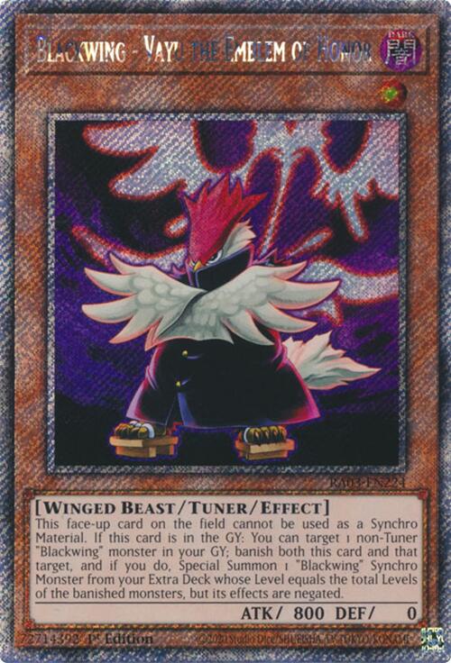 Blackwing - Vayu the Emblem of Honor (Platinum Secret Rare) [RA03-EN224] Platinum Secret Rare | Pegasus Games WI