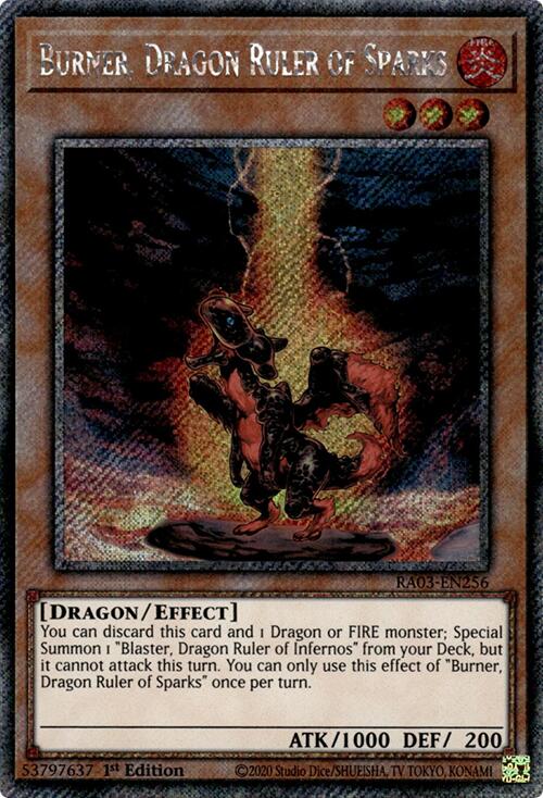 Burner, Dragon Ruler of Sparks (Platinum Secret Rare) [RA03-EN256] Platinum Secret Rare | Pegasus Games WI