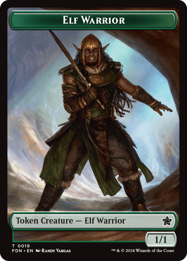 Elf Warrior // Raccoon Doubled-Sided Token [Foundations Tokens] | Pegasus Games WI