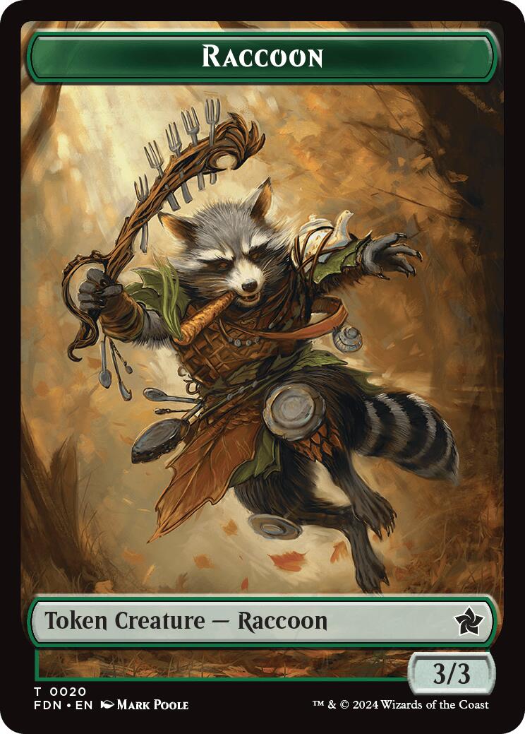 Elf Warrior // Raccoon Doubled-Sided Token [Foundations Tokens] | Pegasus Games WI