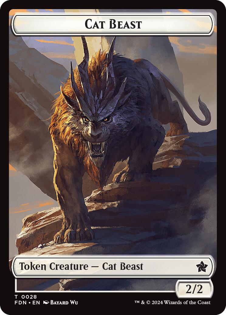 Cat Beast // Dragon (0017) Double-Sided Token [Foundations Tokens] | Pegasus Games WI