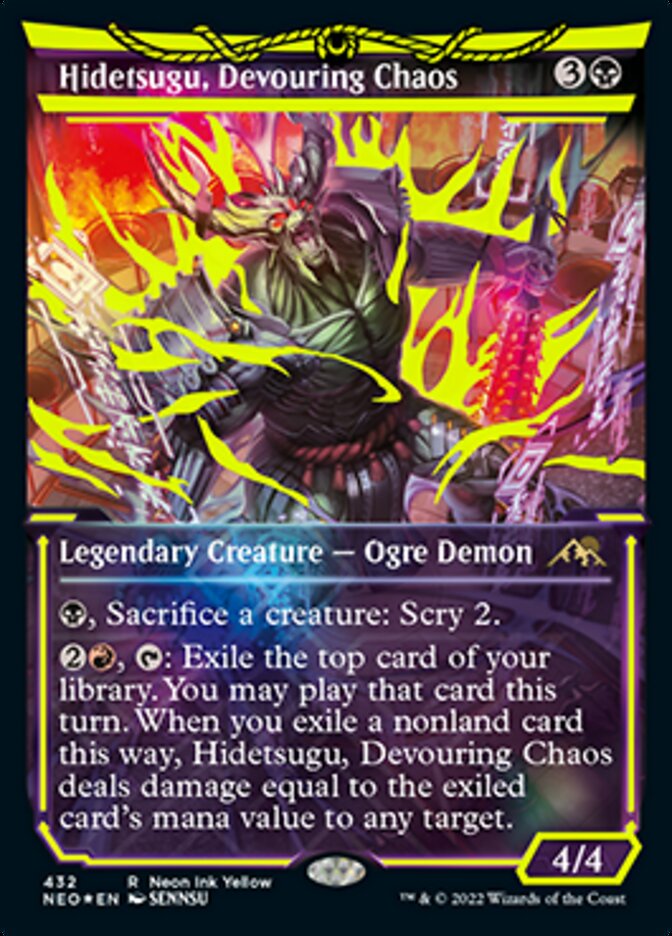 Hidetsugu, Devouring Chaos (Neon Ink Yellow) [Kamigawa: Neon Dynasty] | Pegasus Games WI