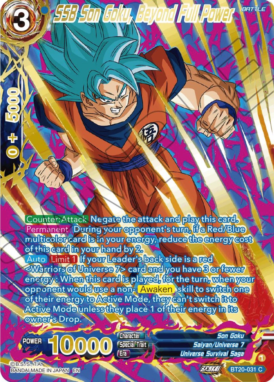 SSB Son Goku, Beyond Full Power (Gold-Stamped) (BT20-031) [Power Absorbed] | Pegasus Games WI