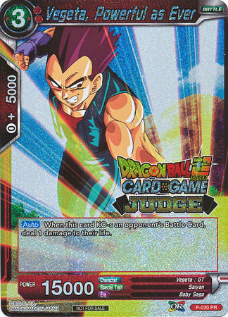 Vegeta, Powerful as Ever (P-030) [Judge Promotion Cards] | Pegasus Games WI