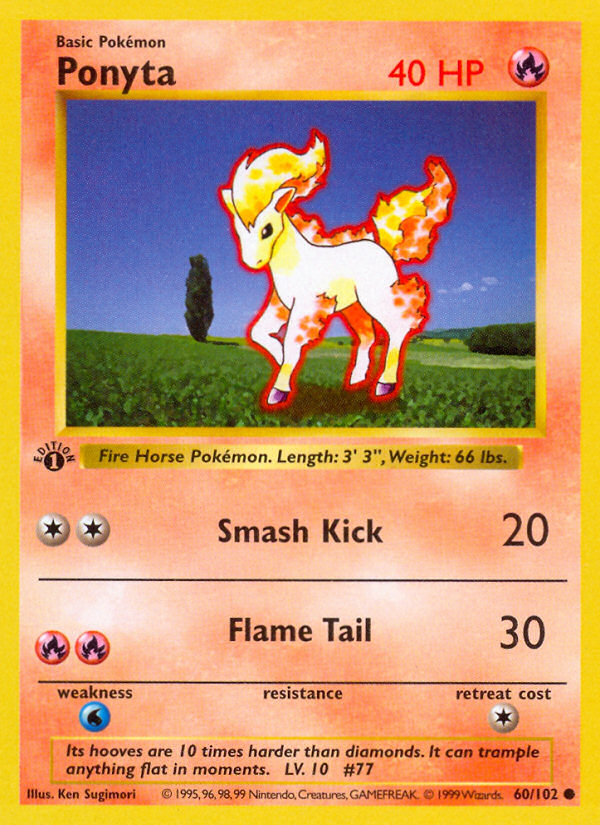 Ponyta (60/102) (Shadowless) [Base Set 1st Edition] | Pegasus Games WI
