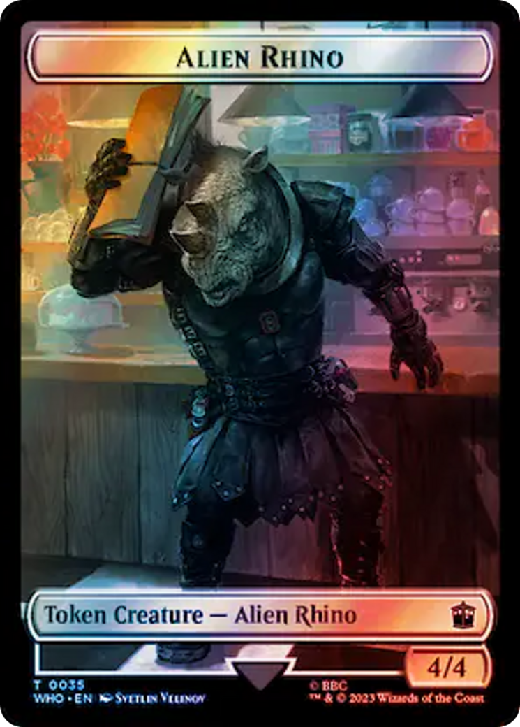 Alien Rhino // Beast Double-Sided Token (Surge Foil) [Doctor Who Tokens] | Pegasus Games WI