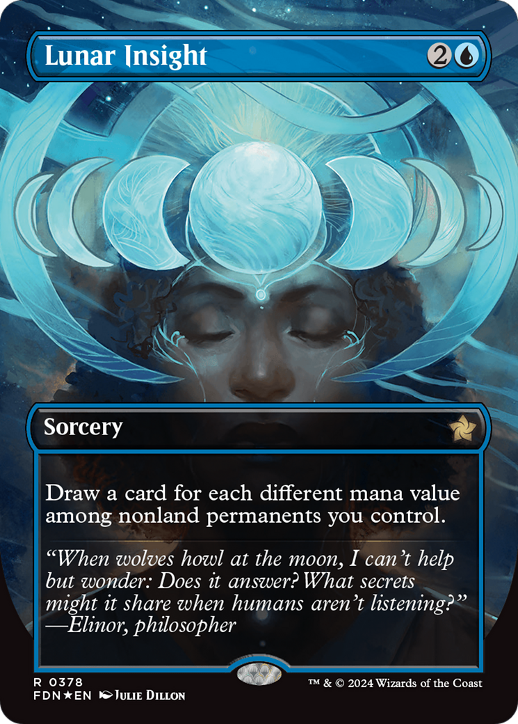 Lunar Insight (Borderless) (Mana Foil) [Foundations] | Pegasus Games WI