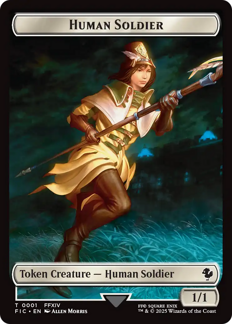 Human Soldier // Hero (0033) Double-Sided Token (Surge Foil) [FINAL FANTASY Commander Tokens] | Pegasus Games WI