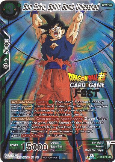 Son Goku, Spirit Bomb Unleashed (Card Game Fest 2022) (BT14-071) [Tournament Promotion Cards] | Pegasus Games WI