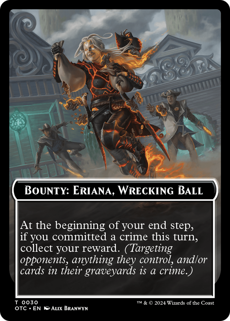 Bounty: Eriana, Wrecking Ball // Bounty Rules Double-Sided Token [Outlaws of Thunder Junction Commander Tokens] | Pegasus Games WI