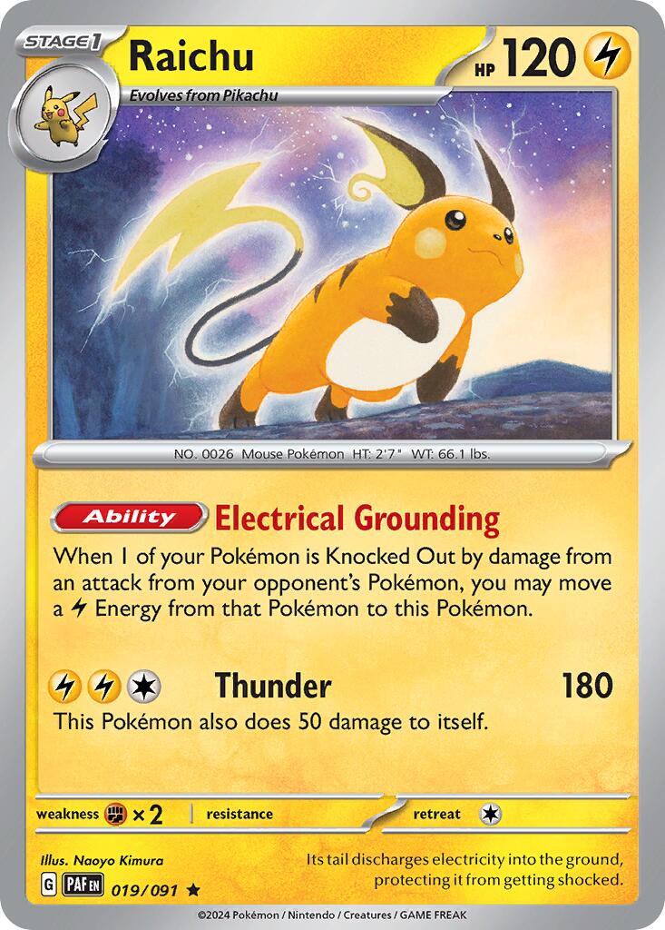 Raichu (019/091) (Theme Deck Exclusive) [Scarlet & Violet: Paldean Fates] | Pegasus Games WI