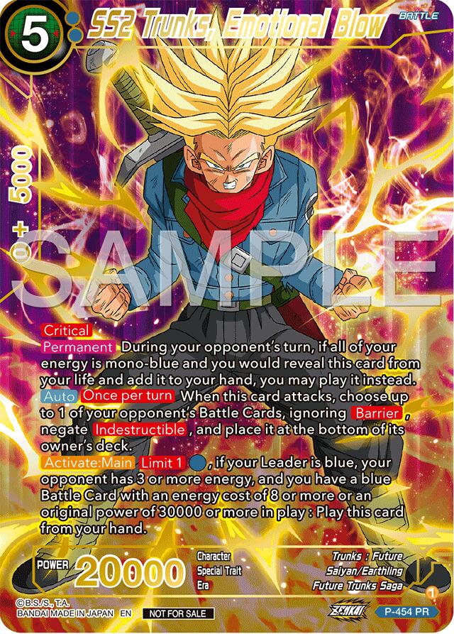 SS2 Trunks, Emotional Blow (Championship 2024 Finals Pack) (Gold Stamped) (P-454) [Tournament Promotion Cards] | Pegasus Games WI
