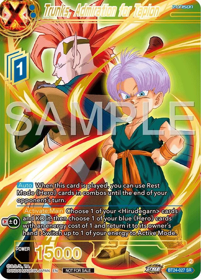 Trunks, Admiration for Tapion (Championship 2024 Finals Zenkai Pack) (Gold Stamped) (BT24-027) [Tournament Promotion Cards] | Pegasus Games WI
