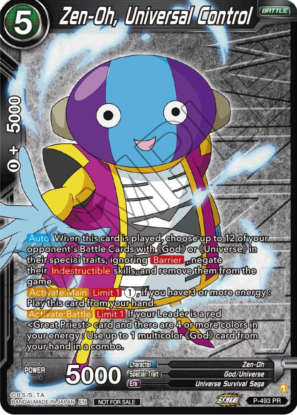 Zen-Oh, Universal Control (Zenkai Series Tournament Pack Vol.3 Winner) (P-493) [Tournament Promotion Cards] | Pegasus Games WI