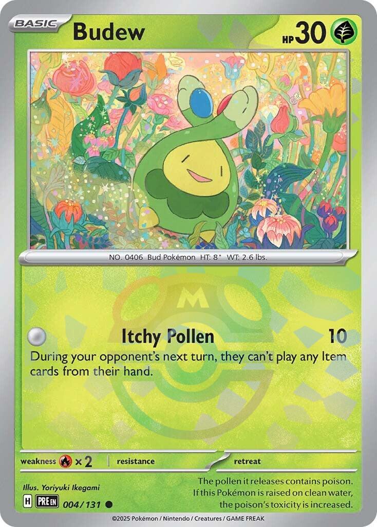 Budew (004/131) (Master Ball Pattern) [Scarlet & Violet: Prismatic Evolutions] | Pegasus Games WI