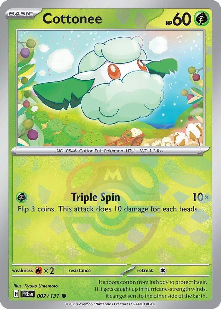 Cottonee (007/131) (Master Ball Pattern) [Scarlet & Violet: Prismatic Evolutions] | Pegasus Games WI