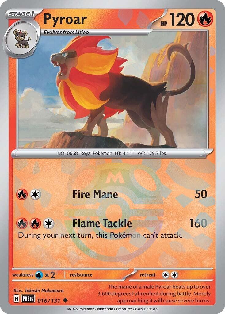 Pyroar (016/131) (Master Ball Pattern) [Scarlet & Violet: Prismatic Evolutions] | Pegasus Games WI