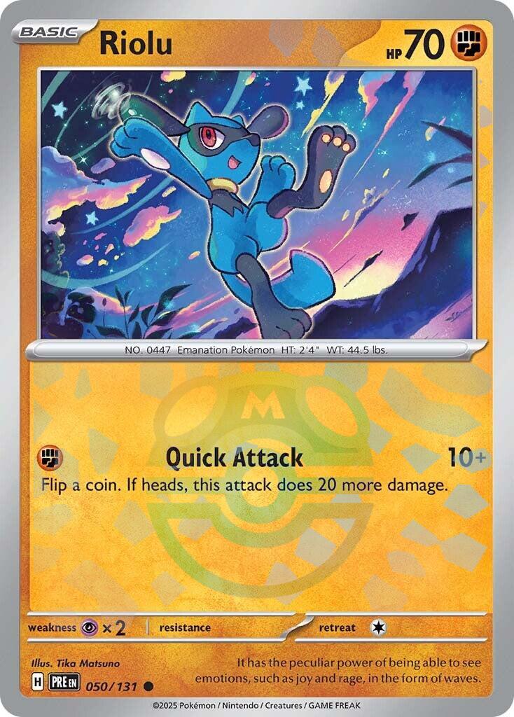 Riolu (050/131) (Master Ball Pattern) [Scarlet & Violet: Prismatic Evolutions] | Pegasus Games WI