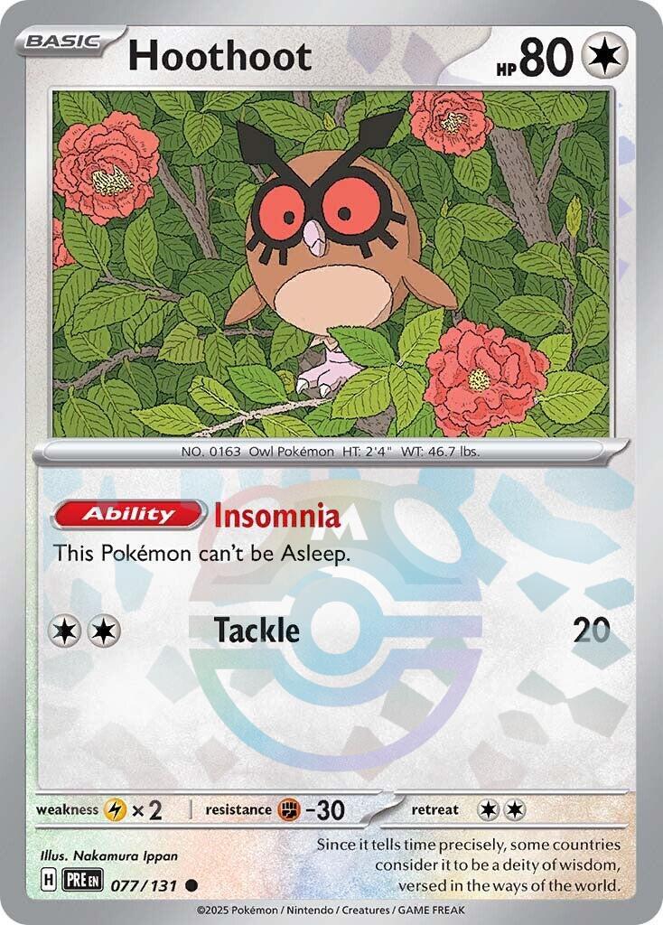 Hoothoot (077/131) (Master Ball Pattern) [Scarlet & Violet: Prismatic Evolutions] | Pegasus Games WI