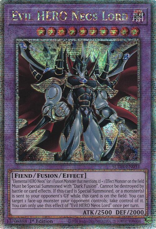 Evil HERO Neos Lord (Quarter Century Secret Rare) [SUDA-EN031] Quarter Century Secret Rare | Pegasus Games WI