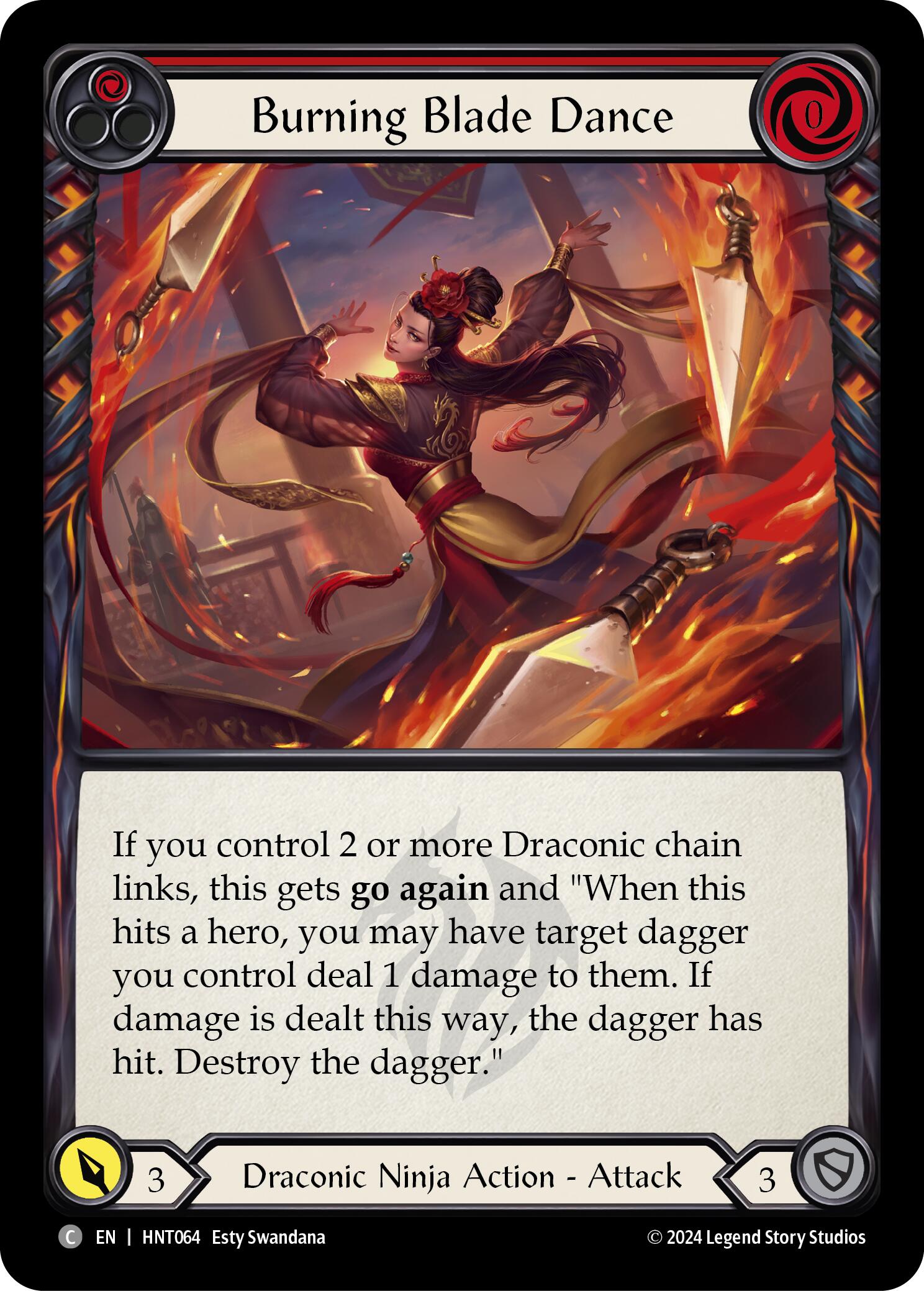 Burning Blade Dance (Red) [HNT064] (The Hunted)  Rainbow Foil | Pegasus Games WI