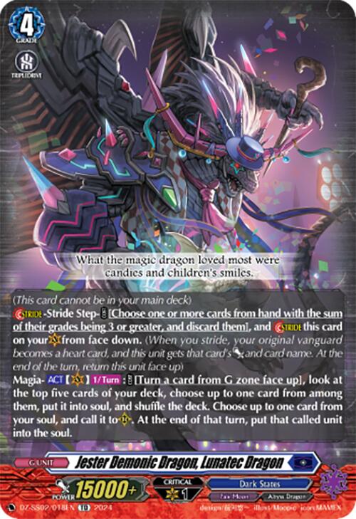 Jester Demonic Dragon, Lunatec Dragon (DZ-SS02/018EN) [DZ-SS02: Stride Deckset -Harri-] | Pegasus Games WI