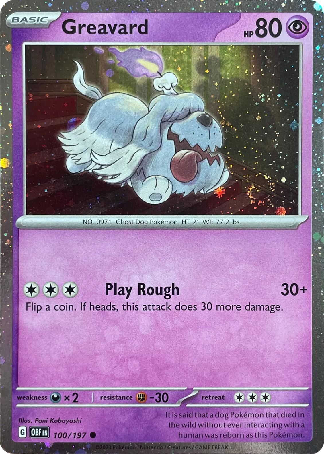 Greavard (100/197) (Cosmos Holo) (Deck Exclusive) [Scarlet & Violet: Obsidian Flames] | Pegasus Games WI